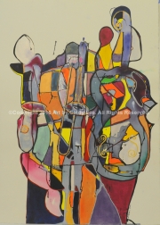 Jazzin Trio Fusion 2007, Mixed Media on Watercolor, 22 x 30