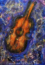 Bass Solo 2005, MIxed on Watercolor, 24x36